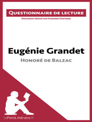 cover image of Eugénie Grandet d'Honoré de Balzac (Questionnaire de lecture)